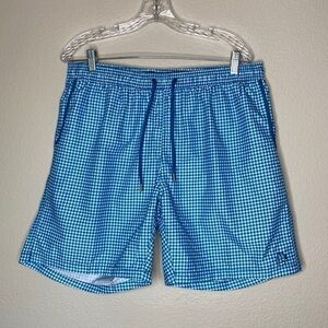 Mr. Swim trunks board shorts blue gingham Sz XXL
